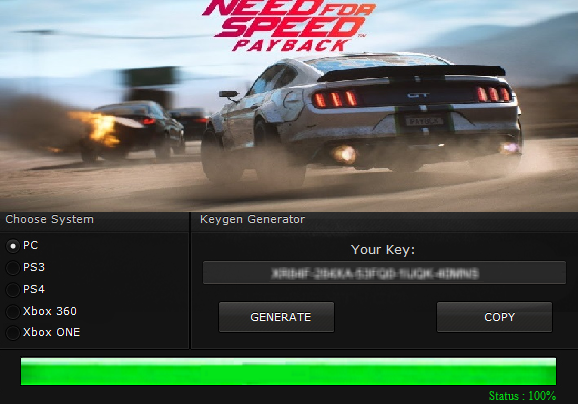 free key codes for need for speed payback